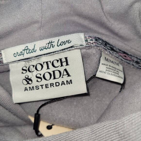 Scotch & Soda Sweatshirt Mens M‎ Asphalt Relaxed Fit Fleece Graphic Hoodie New - Picture 6 of 14